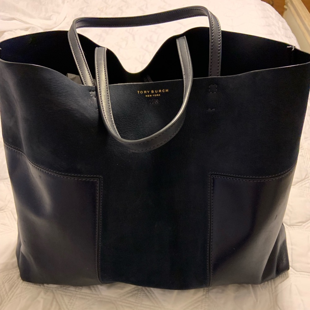 Navy Blue Tory Burch Tote Bag